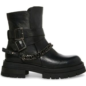 STEVE MADDEN BLACK LEATHER SLOAN MOTO BOOTS Size 37